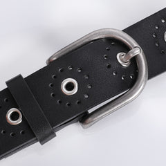 JASGOOD Women Grommet Leather Belt, Ladies Studded Holes Belts for Jeans Pants