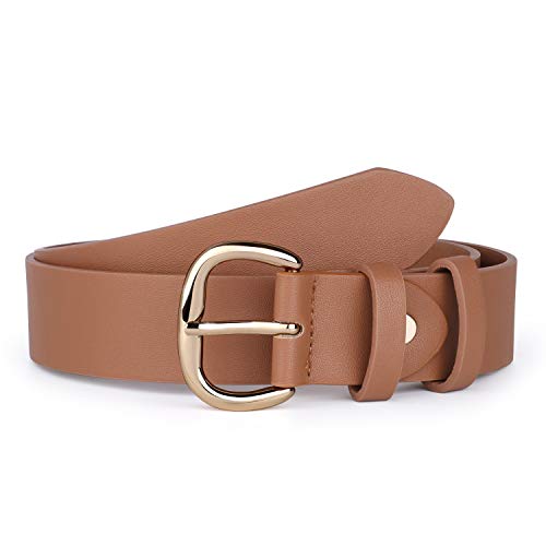 JASGOOD Women's Black Leather Jeans Belt Waist Casual Belt for Pants Shorts with Black Metal Buckle - JASGOOD OFFICIAL