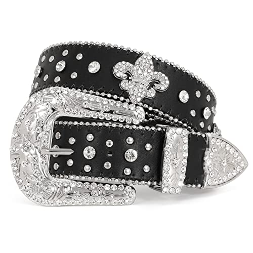 JASGOOD Women’s Hollow Flower Leather Belt for Jeans Pants Wide Belt for Ladies