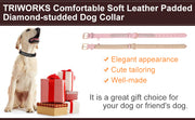 Diamond-Studded Pet Collar Waterproof Leather Soft Neoprene Padded Adjustable Dog Collar for Small Medium Large Dogs