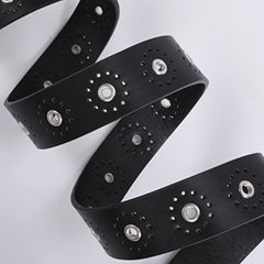 JASGOOD Women Grommet Leather Belt, Ladies Studded Holes Belts for Jeans Pants