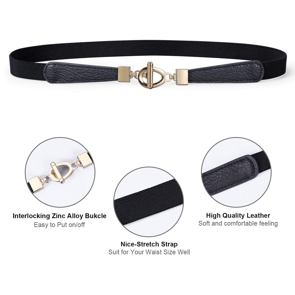 Women Skinny Elastic Stretch Belt for Dresses Retro Ladies Waist Vintage Thin Belt by JASGOOD