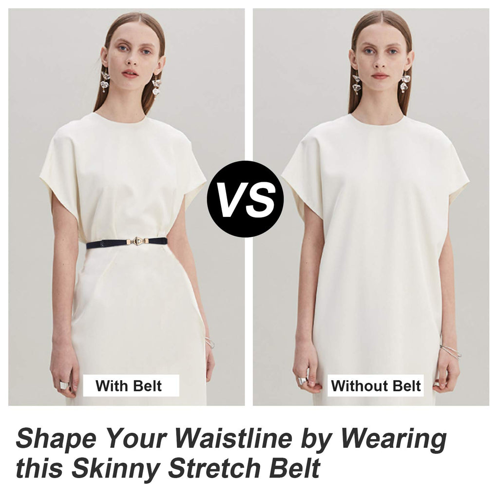Women Skinny Elastic Stretch Belt for Dresses Retro Ladies Waist Vintage Thin Belt by JASGOOD