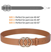 JASGOOD Plus Size Double O Ring Belt for Women Leather Belt,Ladies PU Leather Waist Belts for Jeans Pants