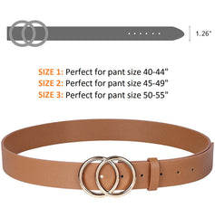 JASGOOD Plus Size Double O Ring Belt for Women Leather Belt,Ladies PU Leather Waist Belts for Jeans Pants