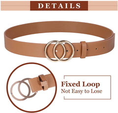 JASGOOD Plus Size Double O Ring Belt for Women Leather Belt,Ladies PU Leather Waist Belts for Jeans Pants