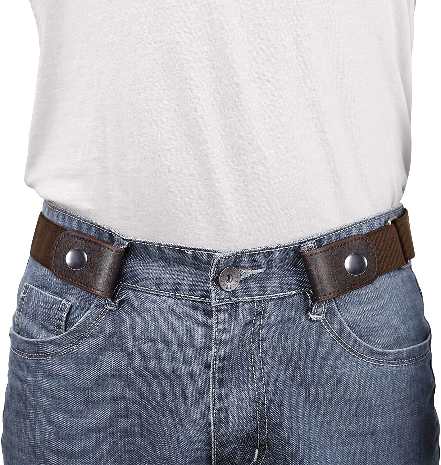 No Buckle Show Belt for Men Buckle Free Stretch Belt for Jeans Pants 1.38 Inches Wide - JASGOOD OFFICIAL