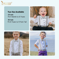 JASGOOD Child Kids Suspenders Bowtie Set Adjustable Suspender Set for Boys and Girls with Elastic Stretch Waist Belt Set