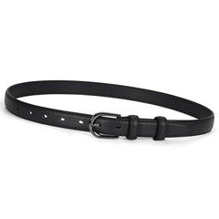 Women Skinny Leather Belt- Fashion Dress Jeans Belt with Single Prong Buckle