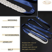 Bridal Rhinestone Wedding Belt Women Silver Crystal Rhinestone Sash Waist Belt for Formal Prom Dress by JASGOOD