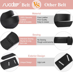 Women Leather Belt No Buckle SUOSDEY Fashion Tie Knot Belt for Dress Women Cinch Cowhide Waist Leather Belt