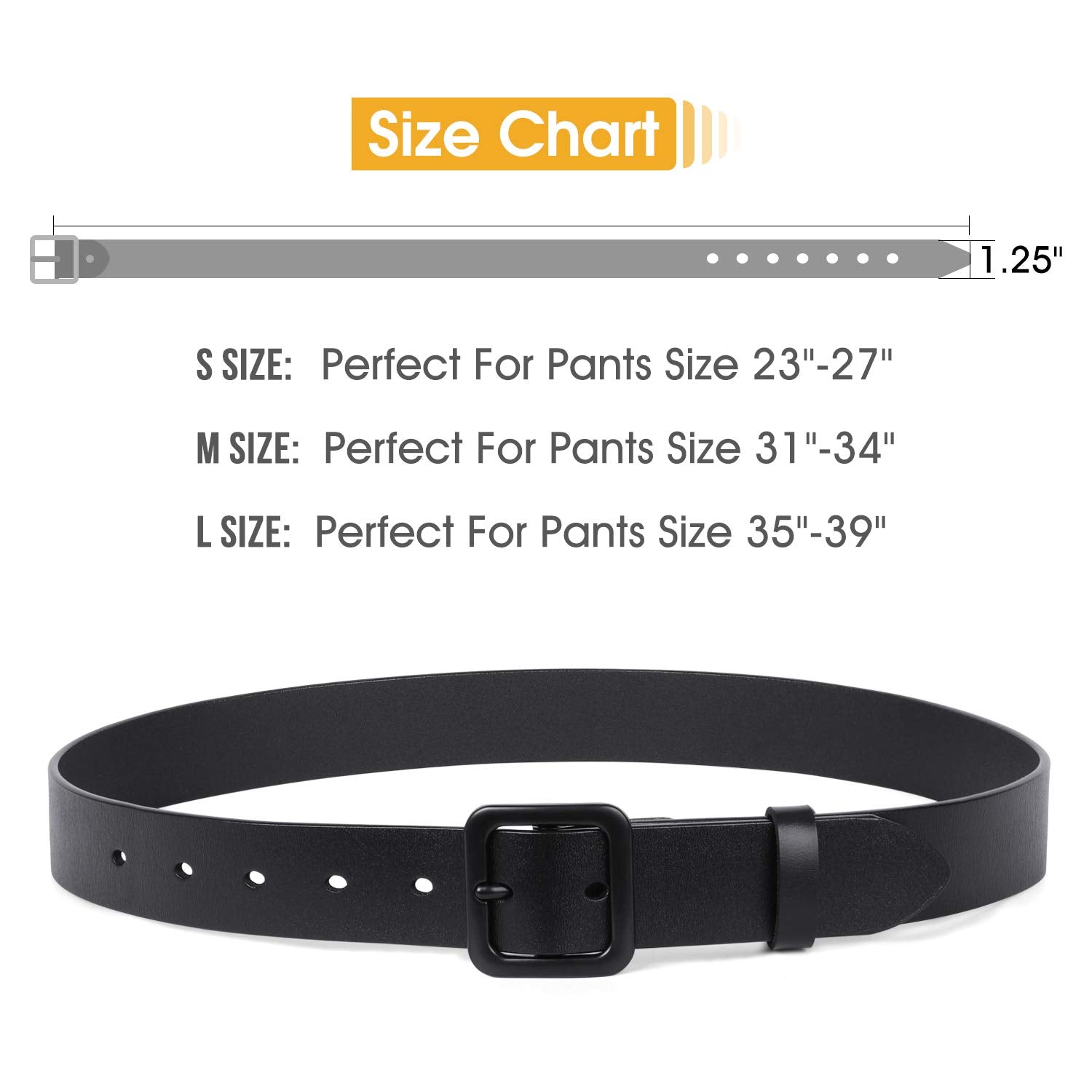 JASGOOD Women's Black Leather Jeans Belt Waist Casual Belt for Pants Shorts with Black Metal Buckle - JASGOOD OFFICIAL