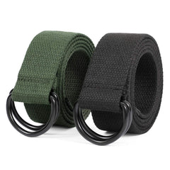 JASGOOD Men Women Canvas Belt Web Fabric Casual Belt with Black Double D-ring 1 1/2" Wide Set of 2