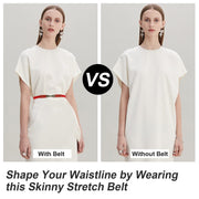 Women Skinny Elastic Stretch Belt for Dresses Retro Ladies Waist Vintage Thin Belt by JASGOOD