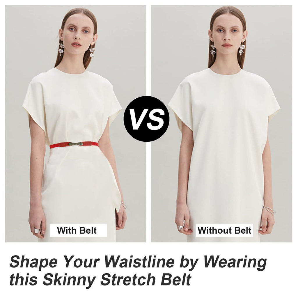 Women Skinny Elastic Stretch Belt for Dresses Retro Ladies Waist Vintage Thin Belt by JASGOOD