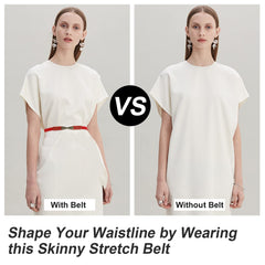 Women Skinny Elastic Stretch Belt for Dresses Retro Ladies Waist Vintage Thin Belt by JASGOOD