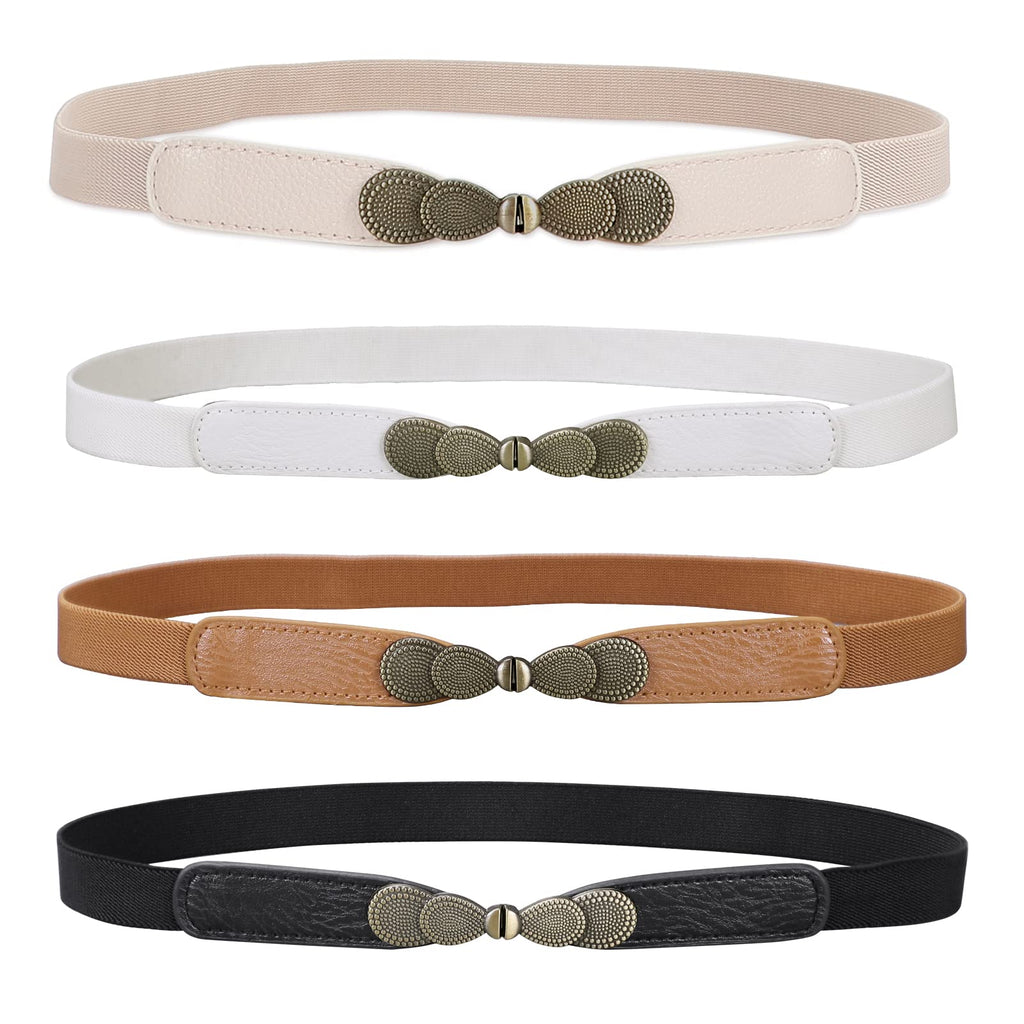 Women Skinny Elastic Stretch Belt for Dresses Retro Ladies Waist Vintage Thin Belt by JASGOOD