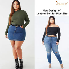 JASGOOD Plus Size Double O Ring Belt for Women Leather Belt,Ladies PU Leather Waist Belts for Jeans Pants
