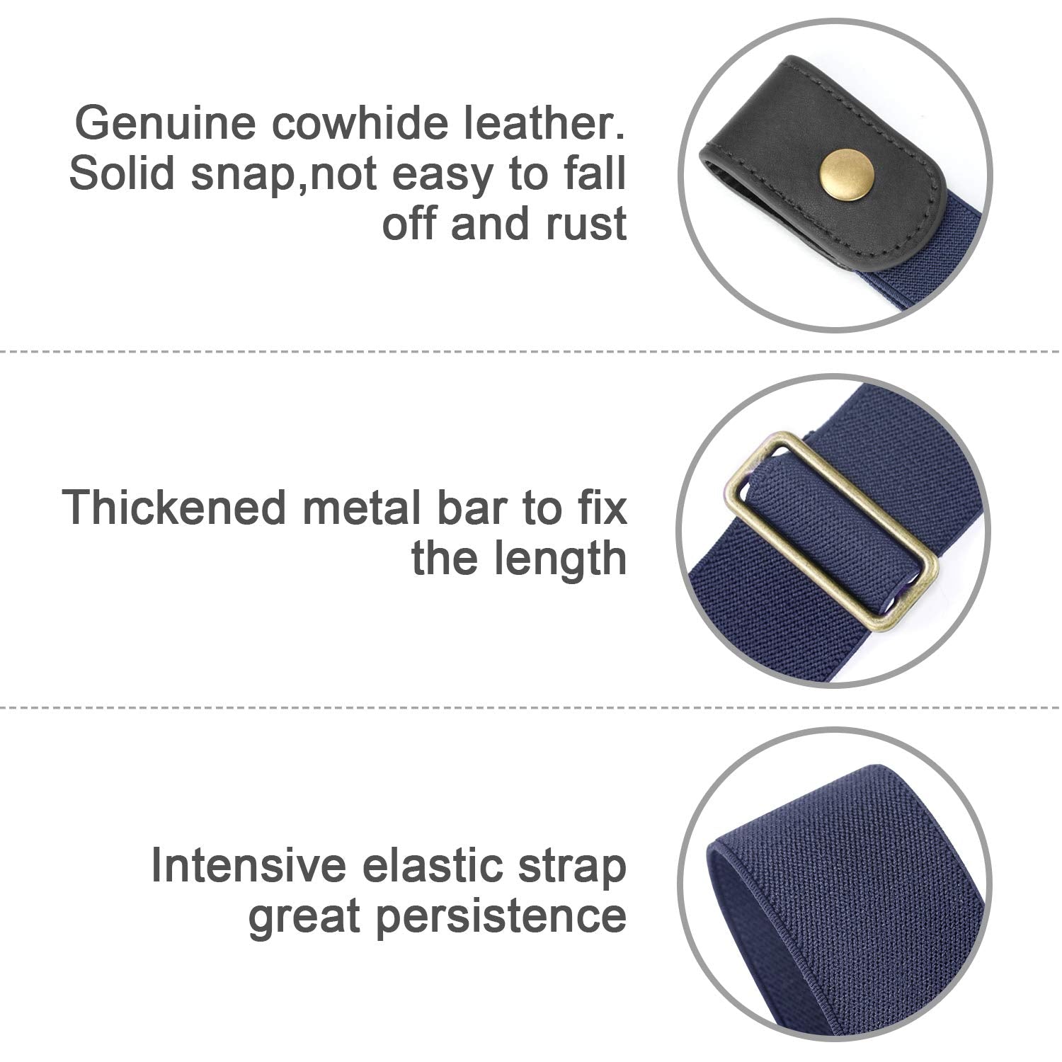 No Buckle Show Belt for Men Buckle Free Stretch Belt for Jeans Pants 1.38 Inches Wide - JASGOOD OFFICIAL