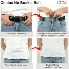 No Buckle Show Belt for Men Buckle Free Stretch Belt for Jeans Pants 1.38 Inches Wide