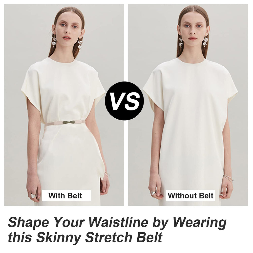 Women Skinny Elastic Stretch Belt for Dresses Retro Ladies Waist Vintage Thin Belt by JASGOOD