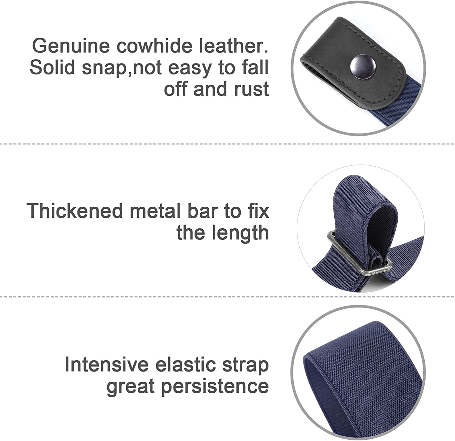 No Buckle Show Belt for Men Buckle Free Stretch Belt for Jeans Pants 1.38 Inches Wide - JASGOOD OFFICIAL