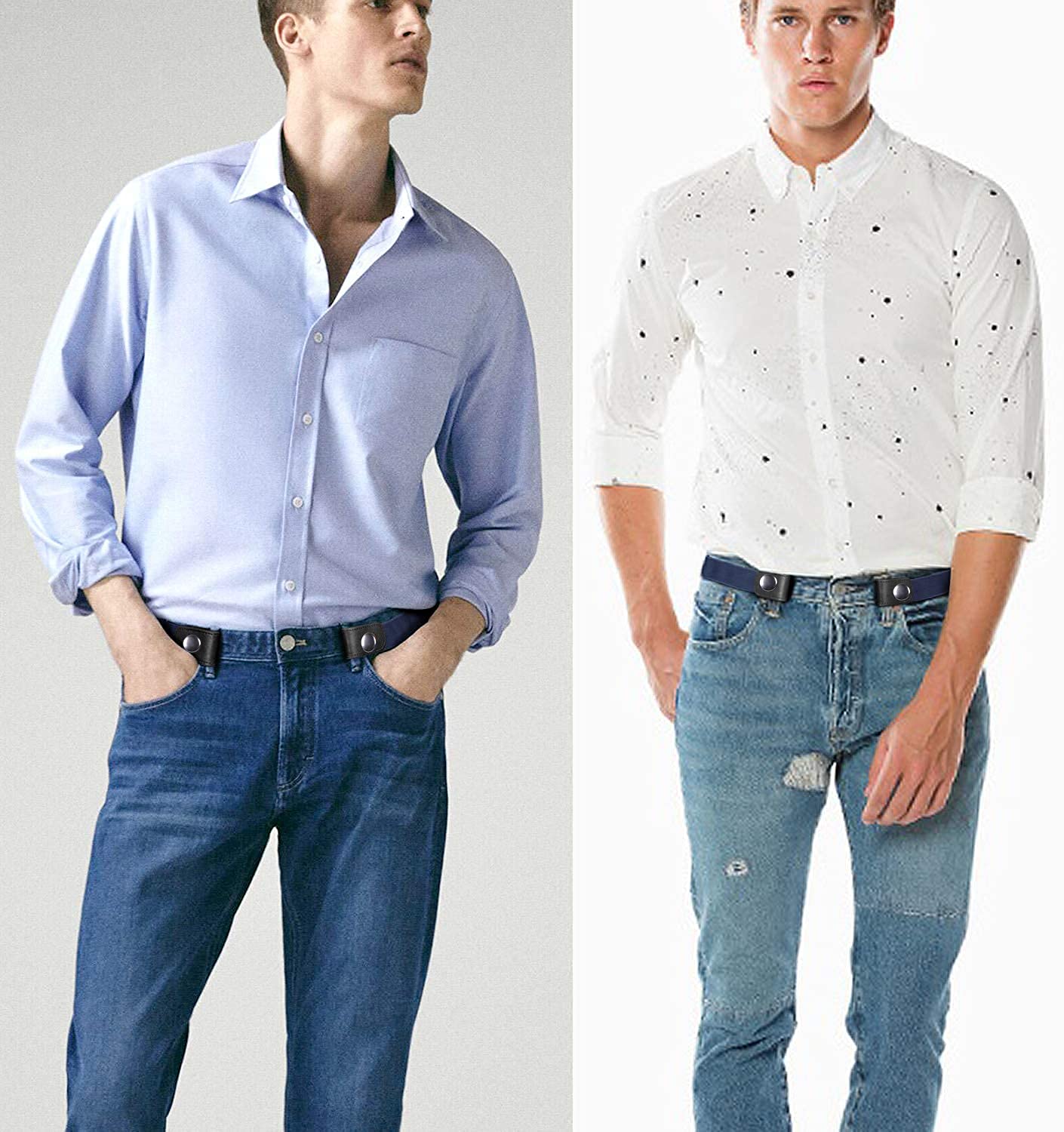No Buckle Show Belt for Men Buckle Free Stretch Belt for Jeans Pants 1.38 Inches Wide - JASGOOD OFFICIAL