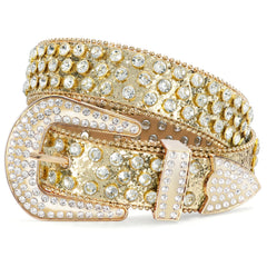Women Men Western Rhinestone Studded Leather Belt Unisex Bling Cowgirl Cowboy Waist Belt for Jeans Pants
