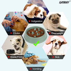 Slow Feeder Dog Bowl, Anti-Gulping Slow Eating Bowl, Stop Bloat No Choking Bowl for Small Medium Dogs, Food Water Bowl Slow Feeder for Fast Eaters, Reduce Slip Slow Pet Bowl, 1.5 Cups/ 12 Oz