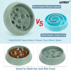 Slow Feeder Dog Bowl, Anti-Gulping Slow Eating Bowl, Stop Bloat No Choking Bowl for Small Medium Dogs, Food Water Bowl Slow Feeder for Fast Eaters, Reduce Slip Slow Pet Bowl, 1.5 Cups/ 12 Oz