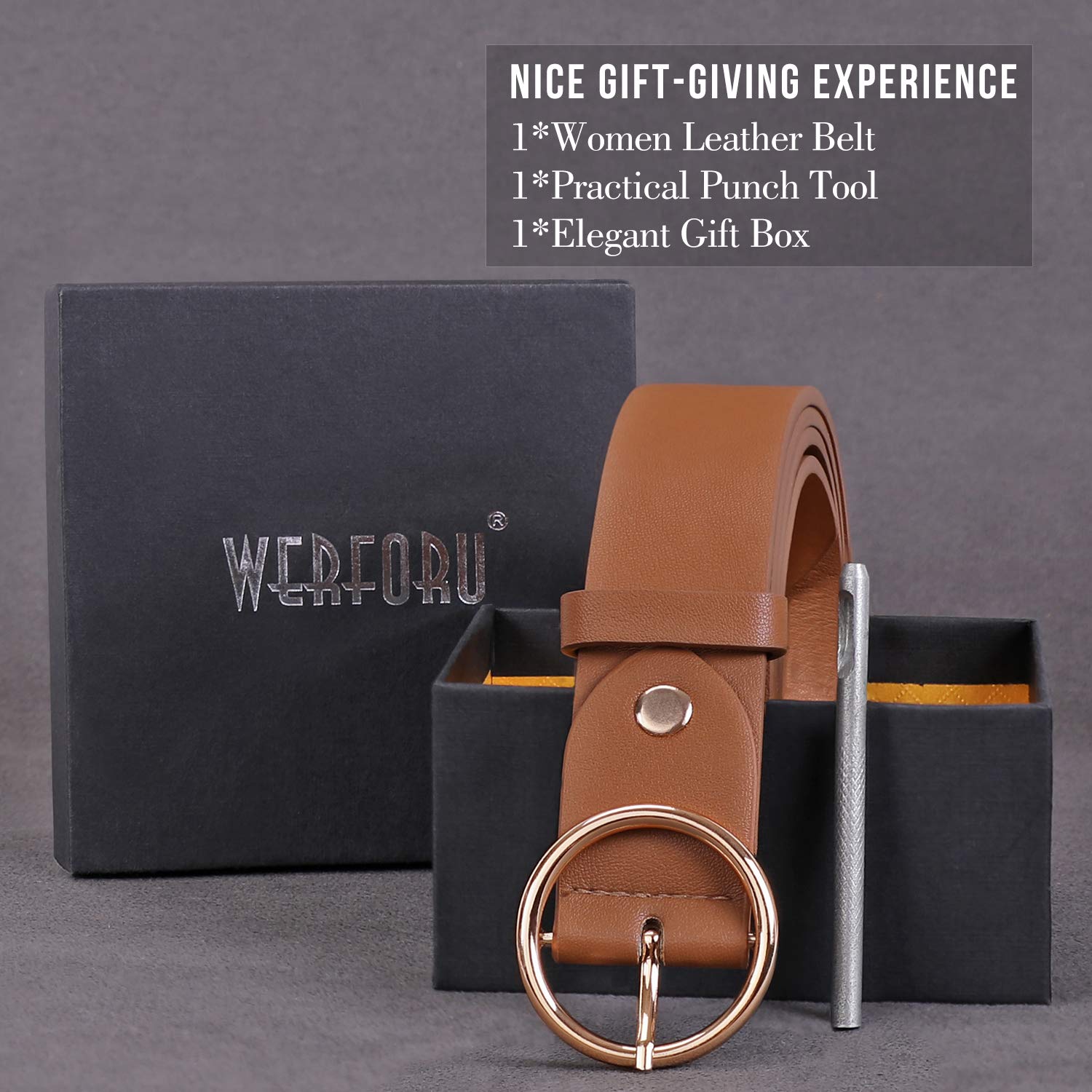 Women Casual Dress Belt Fashion Leather Belt with O Ring Buckle for Jeans Pants - JASGOOD OFFICIAL