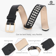 Diamond-Studded Pet Collar Waterproof Leather Soft Neoprene Padded Adjustable Dog Collar for Small Medium Large Dogs