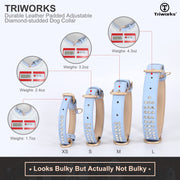Diamond-Studded Pet Collar Waterproof Leather Soft Neoprene Padded Adjustable Dog Collar for Small Medium Large Dogs