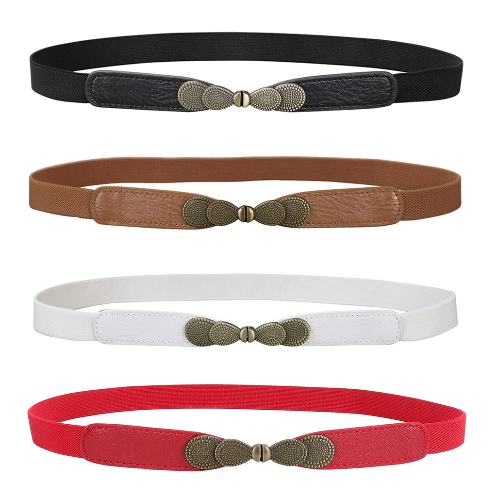 Women Skinny Elastic Stretch Belt for Dresses Retro Ladies Waist Vintage Thin Belt by JASGOOD