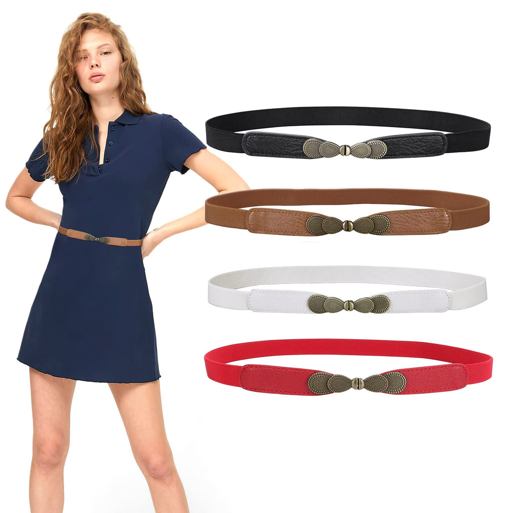 Women Skinny Elastic Stretch Belt for Dresses Retro Ladies Waist Vintage Thin Belt by JASGOOD