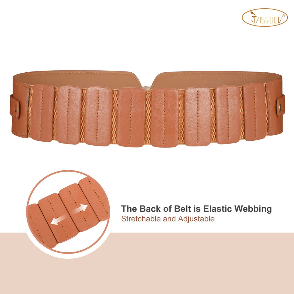 Women Dress Waist Belt Stretchy Elastic Vintage Belts for Dress with Metal Buckle Waistband Cosplay