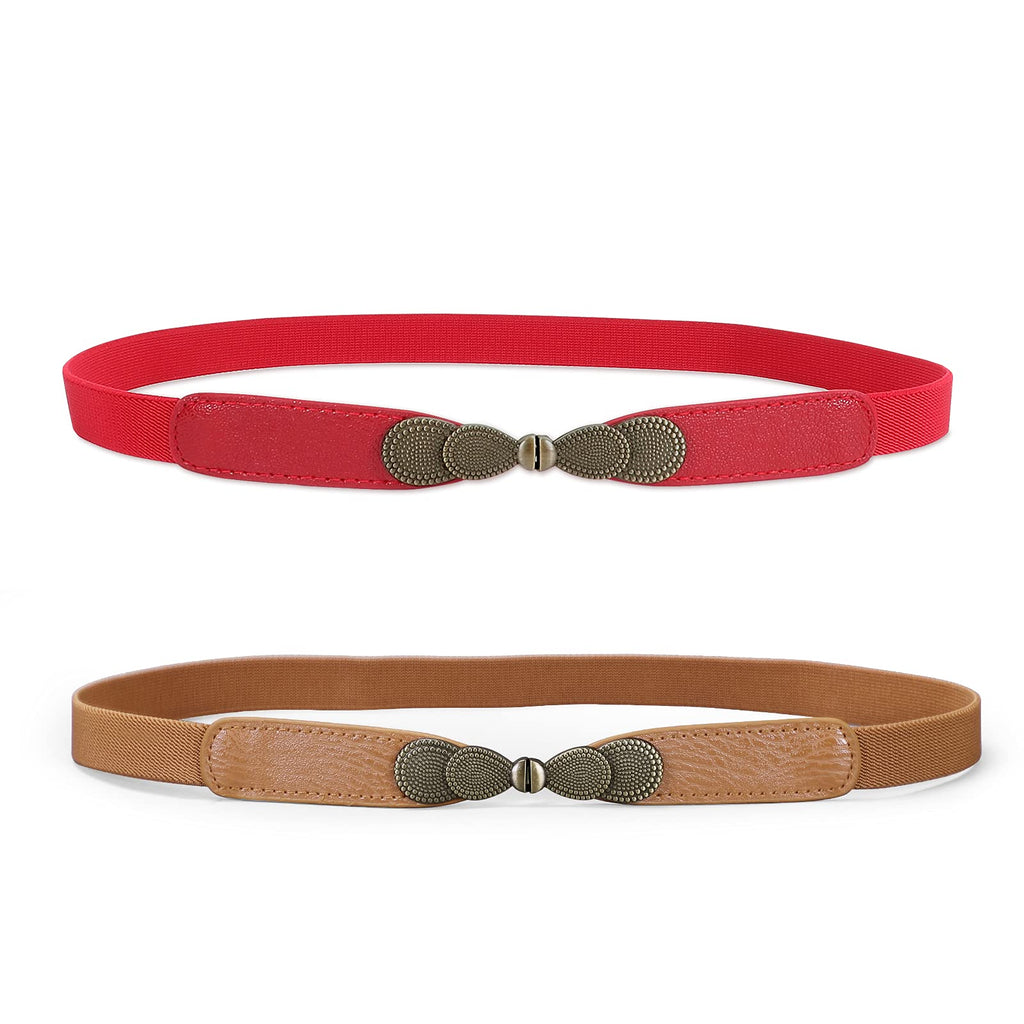 Women Skinny Elastic Stretch Belt for Dresses Retro Ladies Waist Vintage Thin Belt by JASGOOD
