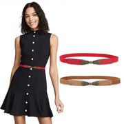 Women Skinny Elastic Stretch Belt for Dresses Retro Ladies Waist Vintage Thin Belt by JASGOOD