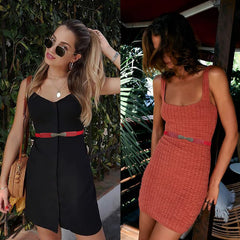 Women Skinny Elastic Stretch Belt for Dresses Retro Ladies Waist Vintage Thin Belt by JASGOOD