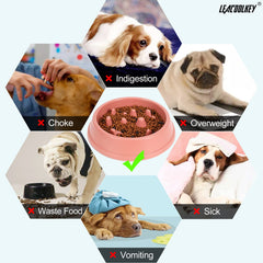 Slow Feeder Dog Bowl, Anti-Gulping Slow Eating Bowl, Stop Bloat No Choking Bowl for Small Medium Dogs, Food Water Bowl Slow Feeder for Fast Eaters, Reduce Slip Slow Pet Bowl, 1.5 Cups/ 12 Oz