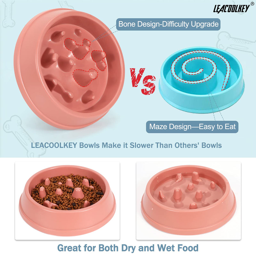Slow Feeder Dog Bowl, Anti-Gulping Slow Eating Bowl, Stop Bloat No Choking Bowl for Small Medium Dogs, Food Water Bowl Slow Feeder for Fast Eaters, Reduce Slip Slow Pet Bowl, 1.5 Cups/ 12 Oz