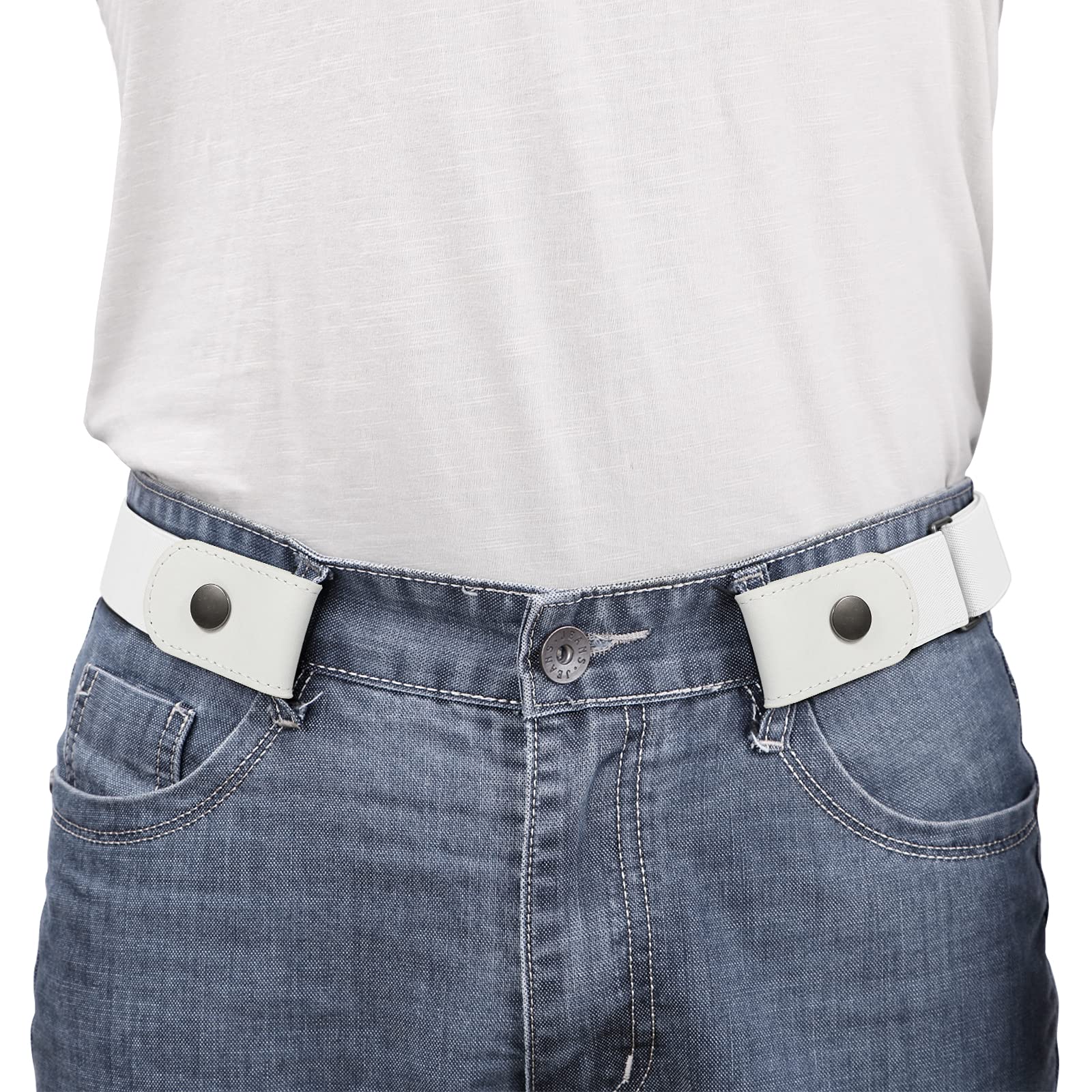 No Buckle Show Belt for Men Buckle Free Stretch Belt for Jeans Pants 1.38 Inches Wide - JASGOOD OFFICIAL