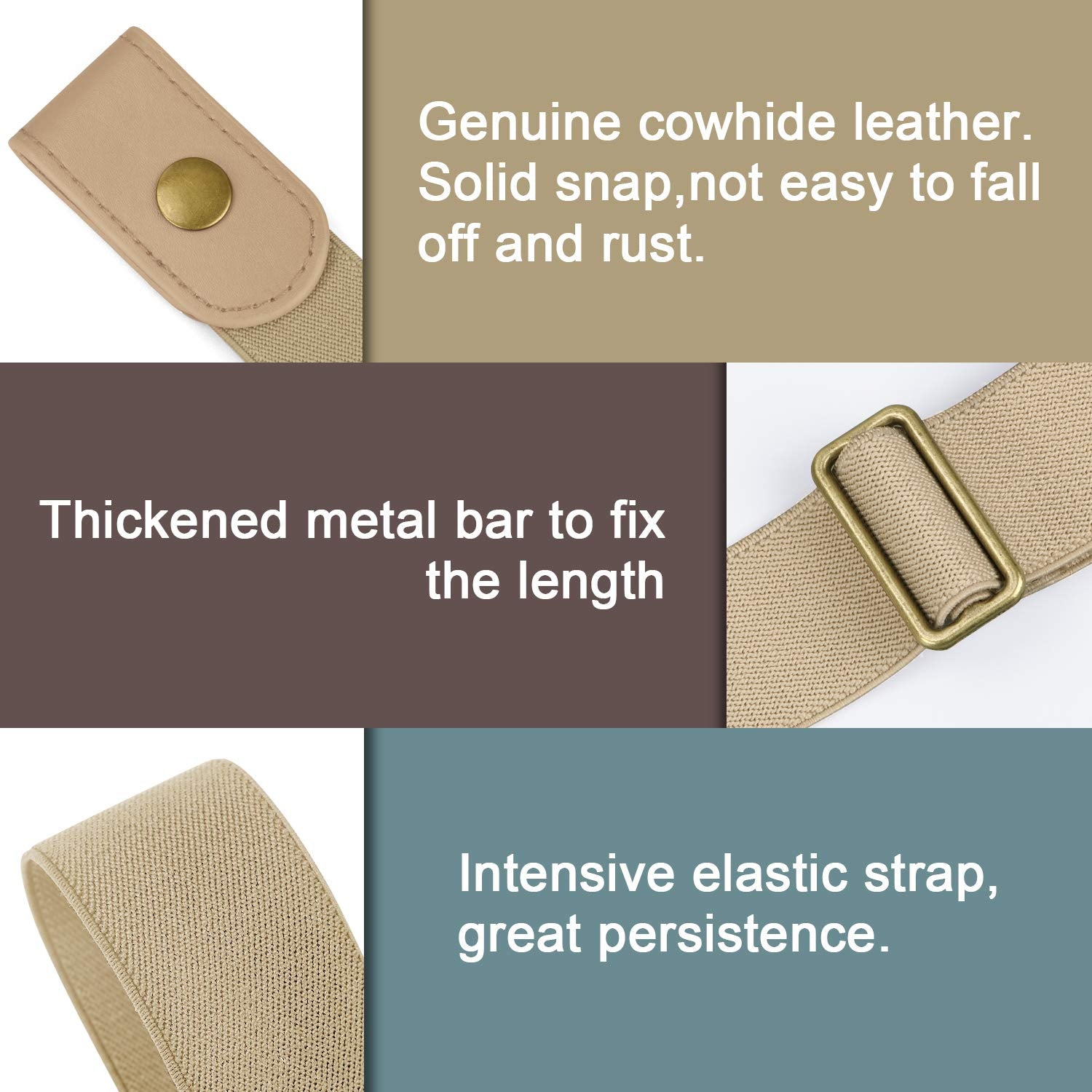 No Buckle Show Belt for Men Buckle Free Stretch Belt for Jeans Pants 1.38 Inches Wide - JASGOOD OFFICIAL