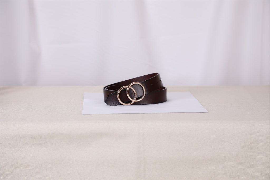 Women Leather Jeans Belt for Pants, Ladies Plus Size Waist Belts Double Ring Buckle By JASGOOD 