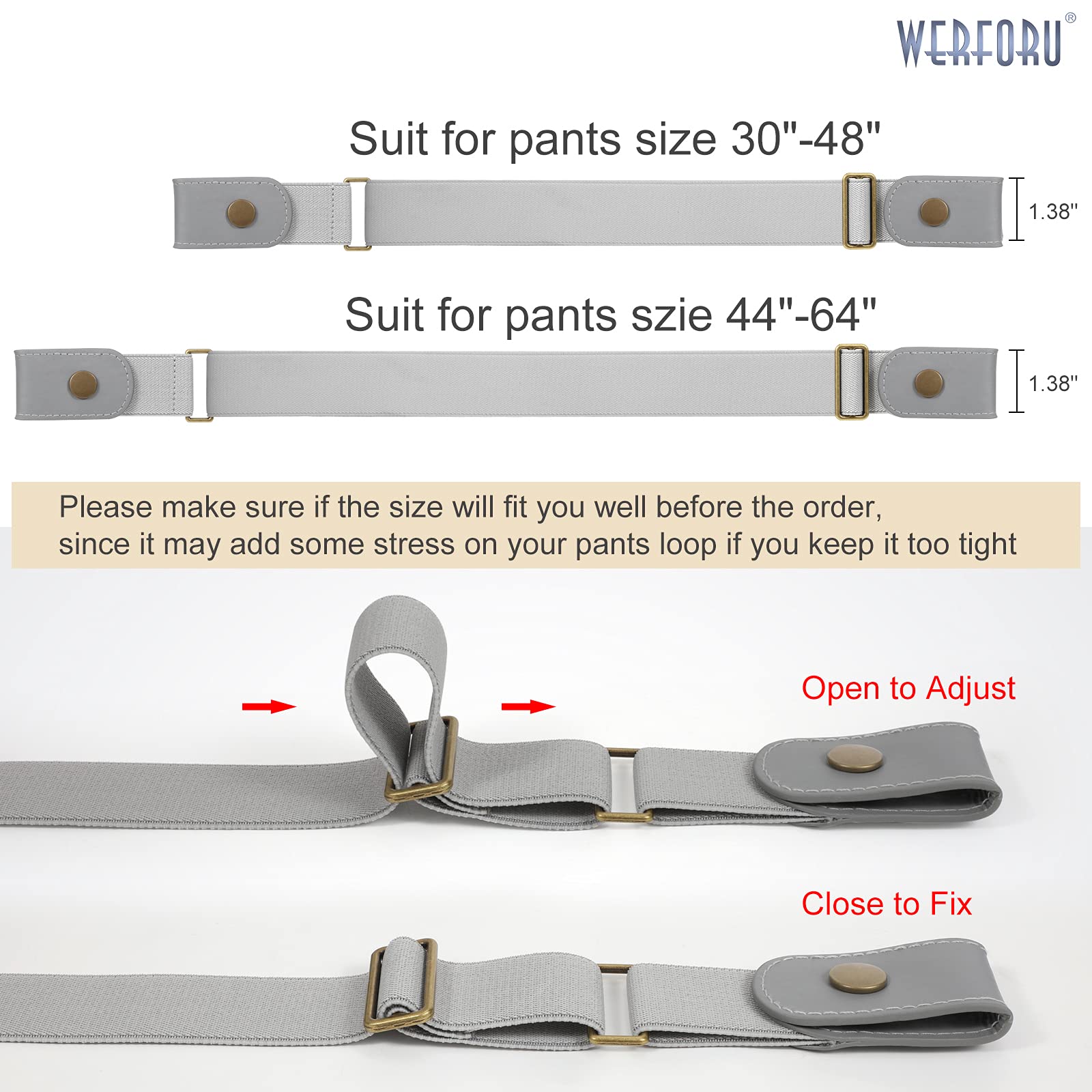 No Buckle Show Belt for Men Buckle Free Stretch Belt for Jeans Pants 1.38 Inches Wide - JASGOOD OFFICIAL