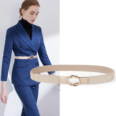 Women Retro Elastic Stretchy Metal Buckle Skinny Waist Cinch Belt 1Inch Wide JASGOOD 