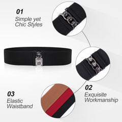 Vintage Wide Elastic Waist Belt Waistband Dress Stretchy Cinch Belt For Women 1.8 Inch Wide by JASGOOD 