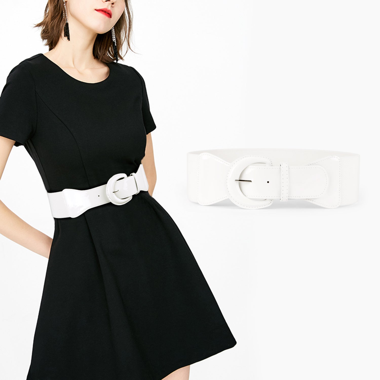 Women Wide Stretchy Cinch Belt Drss Elastic Waist Belts For Women Dress by JASGOOD