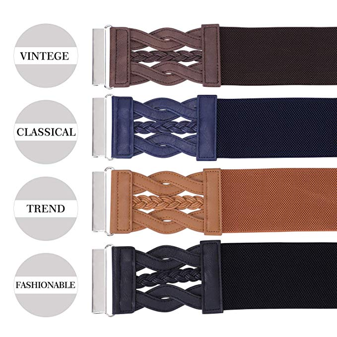 Women Plus Elastic Stretchy Retro Wide Waist Cinch Belt 