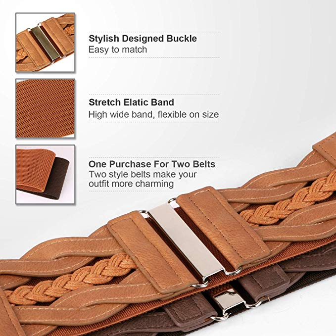 Women Plus Elastic Stretchy Retro Wide Waist Cinch Belt 